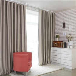 Штора блэкаут портьерная «Этель», 130×300 см, серебряная