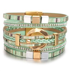 Браслет, кожа , сталь, ALBW156з