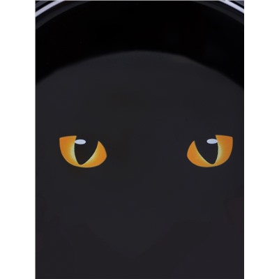 Миска керамическая «Черный кот» 300 мл - 12.5×12.5×4.5 см, черная/жёлтая