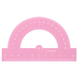 Транспортир 180 градусов 10 см прозрачный, неоновые цвета, ассорти ТР21 Стамм