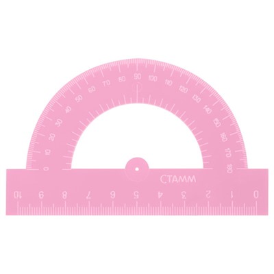 Транспортир 180 градусов 10 см прозрачный, неоновые цвета, ассорти ТР21 Стамм