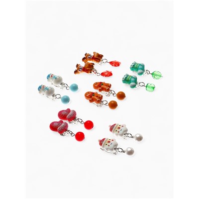 Клипсы детские набор 6 пар Выбражулька «Новогодний», разноцветные