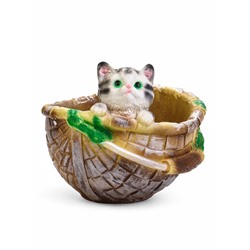 Декоративное кашпо из гипса «Котёнок в корзинке», 23×21×18 см