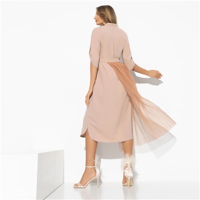 Платье-рубашка, Изящный облик (гламур, с баской)