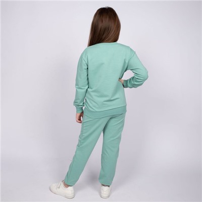 Комплект для девочки (джемпер, брюки), цвет пыльная мята, рост 104 см