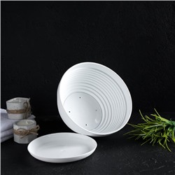 Горшок для цветов с подставкой «Алиса», 1.5 л, d=20 см, h=10 см, пластиковый, белый