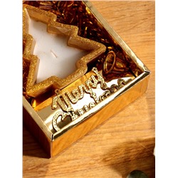 Свеча новогодняя с декором «Золотая ёлочка», 12×10×4 см