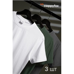 Мужская базовая футболка из хлопка 3 шт. Happyfox