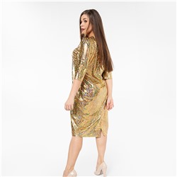Платье, трикотажное полотно с напылением, золотой