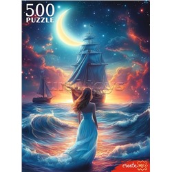 Пазлы 500 "Девушка у ночного моря"