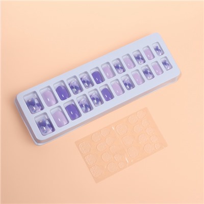 Накладные ногти «Сирень», 24 шт., с клеевыми пластинами, форма мягкий квадрат, сиреневые