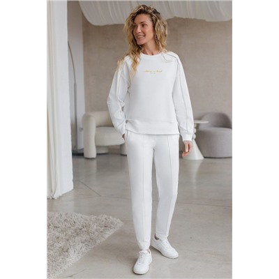 Трикотажные брюки на резинке из футера двухнитки эластичные VILATTE, 1228117