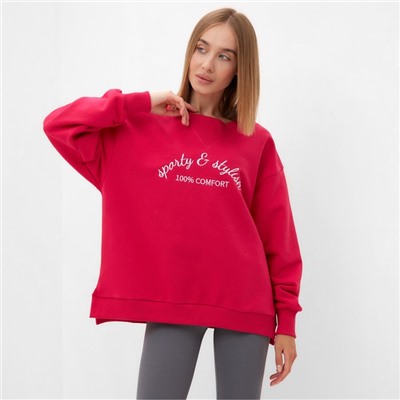 Свитшот женский MINAKU: SPORTY & STYLISH, фуксия, размер 48