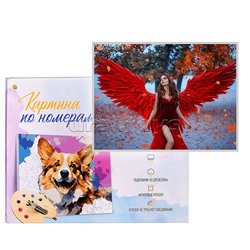Холст с красками 17х22 по номерам "Девушка-ангел с красными крыльями" (14цв.)
