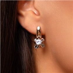 Серьги цветы ювелирная бижутерия коллекция "Дубай", покрытие позолота, вставка: фианиты, цвет: прозрачный, арт.213.621