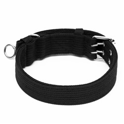 Ошейник четырехслойный, 65×4 см, ОШ 54-60 с, с вертлюгом, полиэстер, чёрный