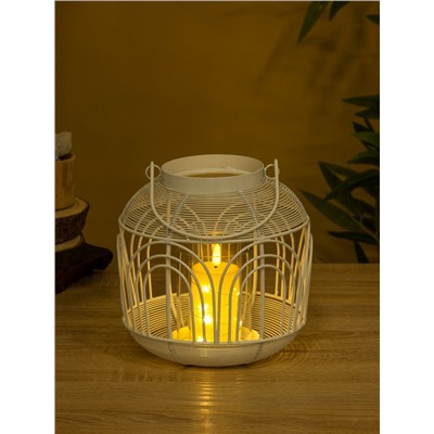 Подсвечник фонарь со стеклянной колбой, 19×19×19.5 см, d=8.5 см, металл, белый