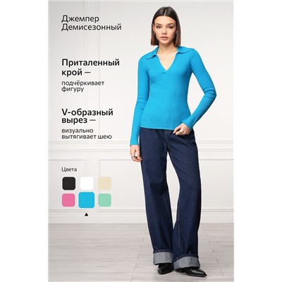 Женский джемпер лапша с воротником поло Happyfox