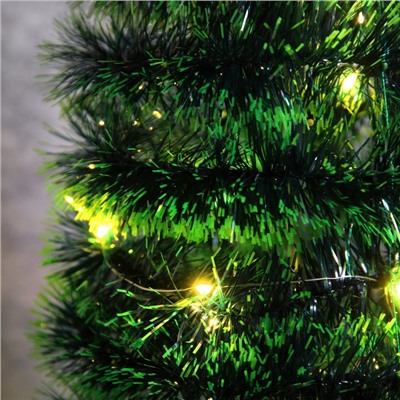 Светодиодная фигура из мишуры «Зеленая елка» 160×40 см, 300 LED, батарейки ААх3, свечение тёплое белое