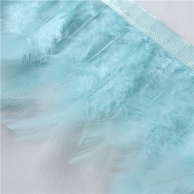 Перья петуха декоративные, на ленте, 10-15 см, 5±0.5 м, светло-голубые