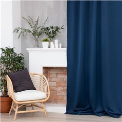Штора блэкаут портьерная «Этель», 270×300 см, тёмно-синяя