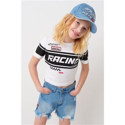 Шорты текстильные джинсовые для девочек PLAYTODAY, 1240784