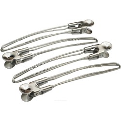 Dewal Зажим для волос большой CL2401, металл, 10 см, серебристый, 12 шт. 2913