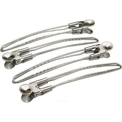 Dewal Зажим для волос большой CL2401, металл, 10 см, серебристый, 12 шт. 2913