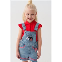 Полукомбинезон текстильный джинсовый для девочек PLAYTODAY, 1240247