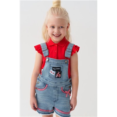 Полукомбинезон текстильный джинсовый для девочек PLAYTODAY, 1240247