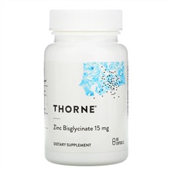 Thorne Research, бисглицинат цинка, 15 мг, 60 капсул