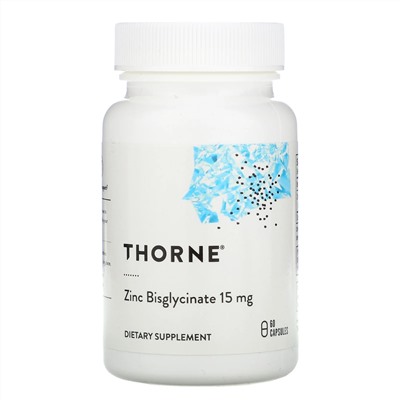 Thorne Research, бисглицинат цинка, 15 мг, 60 капсул
