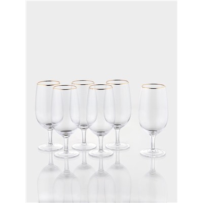 Набор бокалов для пива Magistro «Руно», 550 мл, 6 шт., 20.1×6.3 см, на ножке, стекло, с золотой отводкой, прозрачный