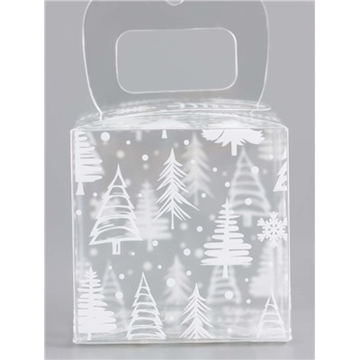 Коробка подарочная новогодняя складная ПВХ «Новый год» 5×5×5 см