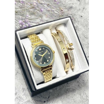 Подарочный набор для женщин часы, 2 браслета + коробка #22853008