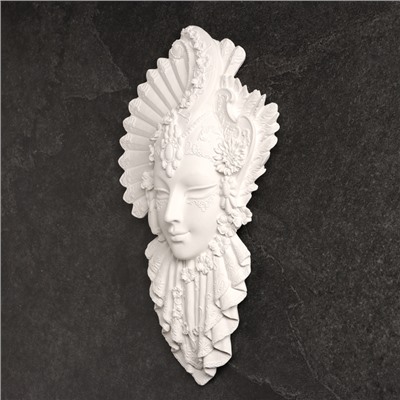 Венецианская маска «Девушка», панно под роспись, гипс, 30 см