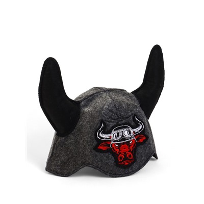 Шапка для бани и сауны «Бык - байкер», полиэфир 70%, шерсть 30%, «Добропаровъ»