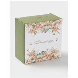 Чайная пара Доляна «Цветы», 2 предмета: чашка, 250 мл, блюдце d=15 см, фарфор, белая