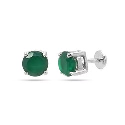 Серьги из серебра зеленый агат, Ю-25001р