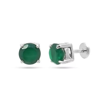Серьги из серебра зеленый агат, Ю-25001р