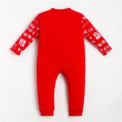 Комбинезон детский «Крошка Я» Happy winter 2, рост 68-74 см, красный