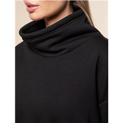 Джемпер с объемным воротом и шнуром на талии из футера-трехнитки