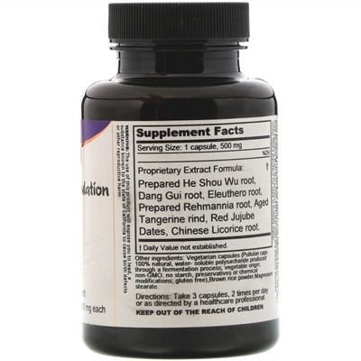 Dragon Herbs, Shou Wu Formulation, 500 mg, 100 Vegetarian Capsules