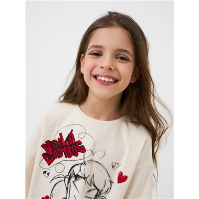 Комплект трикотажный для девочек: фуфайка (футболка), шорты