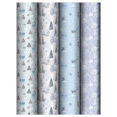 Бумага упаковочная  70х100 см "Зимнее настроение/Winter mood" 80 г/м2 глянец ассорти 4 диз. MS_66803 MESHU