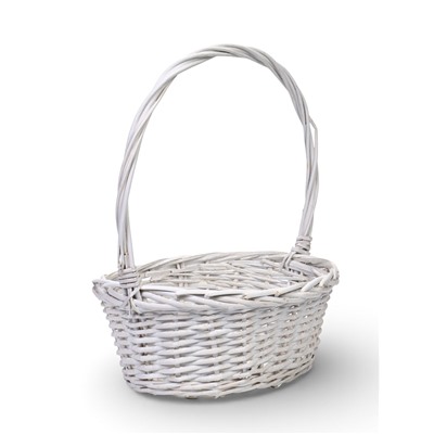 Корзина плетёная для хранения, лоза, белая, 35×25×14 см, высота с ручкой 43 см