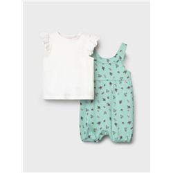 Комплект детский трикотажный для девочек: джемпер (футболка), полукомбинезон