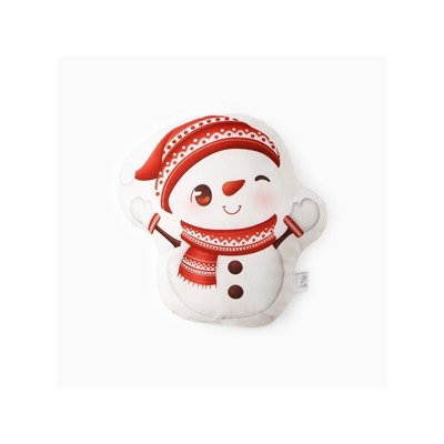 Подушка декоративная новогодняя «Этель. Снеговичок» 30×32 см, велюр