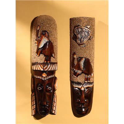 Маска «Абориген и слон», 50×12×4 см, дерево, МИКС