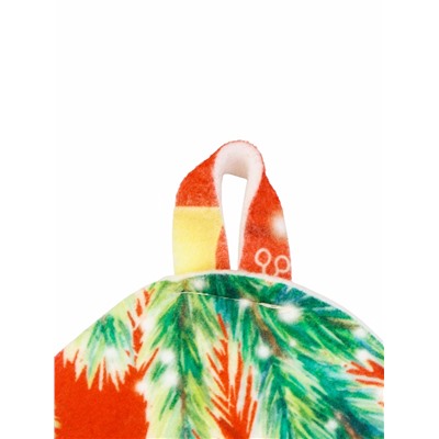 Набор для бани с принтом «С новым годом!», 5 предметов: шапка, рукавица, тапочки, коврик, портфель, красный, «Банная забава»